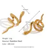 Moda europea y americana popular nicho lujo ligero clip para oreja personalidad simple acero inoxidable chapado en oro de 18 quilates flor serpiente microincrustaciones pendientes