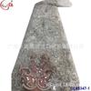 Malla bordada con cuentas de ancho completo, base bordada con lentejuelas, patrón simétrico, vestido de encaje de malla teñida, tela de encaje de boda con cola
