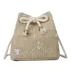 Bolso Tejido Bolso de Mujer Nueva Tendencia Verano 2023 Paja Tejida Lindo Hada Fresco Bolso Cubo Personalidad Bolso de Hombro Único Cruzado