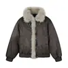 Abrigo de algodón con cuello de pelo deconstruido Retro Zuishandiao para hombre y mujer, chaqueta de algodón cálida y engrosada de alta gama para invierno, en stock