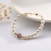 Pulsera de perlas barrocas de agua dulce Badu con cabello colorido y diseño de nicho de cristal para mujer, pulsera asimétrica