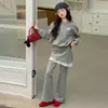 Conjunto de Falda de Encaje Patchwork y Pantalones de Campana para Niña 2026 Primavera, Sudadera de Manga Larga Patchwork para Niños Tallas Mediana y Grande