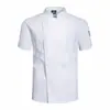 Roupa de Chef Manga Curta Roupa de Trabalho Cozinha Hotel Verão Fina Respirável Confeitaria Catering Roupas Masculinas e Femininas