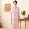 Ropa de mujer Ramie, verano 2025, nuevo vestido chino, cheongsam retro mejorado, ropa de té de estilo chino, venta al por mayor