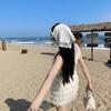 Estilo coreano novo estilo japonês lenço triangular de renda lenço de cabeça fotografia acessórios de cabelo elegantes primavera e verão adorno de cabeça versátil Fotografia na Beira-Mar