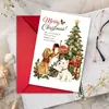 Cartão de Boas Festas de Natal com Ovelhinha Fofa e Árvore de Natal, com Envelope, Mensagem de Bênção para o Feriado, Convite, Cartão de Cumprimentos para Presente