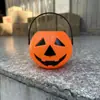 Calabaza de Halloween Tarro Festival de Fantasmas Cubo Decorativo de Calabaza 18cm con Tapa Ojos Triangulares Tarro de Calabaza Linterna de Calabaza