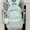 Mochila Escolar Menina Simples Versátil Mochila Estudante Universitário Estudante do Ensino Médio Mochila Fofa com Laço Bordado Mochila de Viagem