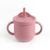 Vaso Pajita de Silicona para Dentición para Niños de Venta Caliente de Fábrica Transfronteriza Vaso para Aprender a Beber para Bebé con Asa Binaural Antiescaldado Dos en Uno