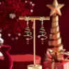 Pendientes de Árbol de Navidad Tridimensionales, Pendientes de Navidad Dulces y Lindos, Pendientes de Regalo de Año Nuevo, Clips para Orejas sin Perforar para Mujer, Venta al por Mayor