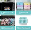 Caja de snacks de paja de trigo de cuatro compartimentos caja sellada independiente caja para dulces, pastel, fruta, conservación de alimentos frescos, compartimento para vajilla infantil