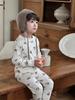 Ropa de Otoño y Pantalones Anmeiya Orgánico Cero Sensibilidad Ropa de Casa para Niños Pijama Infantil Estampado Completo Cuello Alto Puños Algodón Térmico
