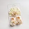 Sombrero de Bebé Primavera Verano Set de Calcetines Delgados 0-12 Meses Bebé Recién Nacido Elegante Princesa Flor de Gasa Sombrero Indio