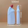 Garrafa de álcool para limpeza de banheiro Garrafa de líquido para limpeza de banheiro de 500ml Garrafa de PE Garrafa de plástico Garrafa de limpador de banheiro Boca torta Garrafa de álcool para limpeza de banheiro