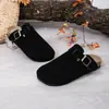Novedad Primavera 2026 Modelo Doble Uso Cómodas Pantuflas Perezosas con Puntera para Casa y Oficina, Zuecos Medios de Fieltro Vintage Birkenstock