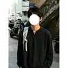 Camiseta masculina estilo retrô americano com gola V rasgada e mangas compridas, camisa básica outonal cleanfit com ombros caídos e toque relaxado