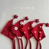 Gorro de Lana Flocado Rojo para Niños y Niñas, Gorro de Punto de Invierno con Protección para las Orejas, Set de Bufanda, Gorro Cálido y Lindo para Bebé