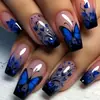 Moda Otoño e Invierno Azul Oscuro Chica Picante Patrón de Mariposa Base Color Nude Pegatinas para Uñas Removibles Uñas Portátiles
