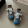 Zapatillas Deportivas Casuales Alemanas Feas Lindas para Mujer 2026 Otoño/Invierno Bloque de Color con Cordones Suela Gruesa Zapatillas Deportivas Casuales Gamuza Punta Redonda Zapatos de Tabla