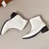 Botas Femininas de Inverno Francesas Bico Fino Elásticas Emagrecedoras Salto Bloco Chunky Retro Versátil para o Dia a Dia Fazem os Pés Parecerem Menores Zíper nas Costas Botas Femininas