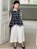 Conjunto de Camiseta sin Mangas tipo Muñeca y Pantalones de Pierna Ancha para Niñas de Verano, Ropa Nueva para Niños, Conjunto de Dos Piezas de Camiseta sin Mangas y Pantalones Cortos para Niñas