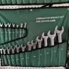 Llave de vaso de extremo abierto Flor de ciruelo de doble uso transfronteriza Bolsa de lona Juego de 15 piezas Tratamiento térmico espesado Superficie de espejo Herramienta doméstica