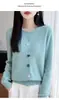 Novo Cardigã de Tricô Coreano para Primavera e Outono, Gola Redonda Suave para Mulheres com Botões de Estrela do Mar, Casaco Suéter Jovem e Elegante