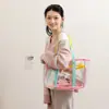 Bolso de Mano Transparente de PVC para Verano Caricatura Gran Capacidad Impermeable Bolso de Playa Estudiante Almacenamiento de Artículos de Tocador Bolso de Hombro