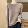 Cardigã Feminino 100% Lã Pura para Outono e Inverno Transfronteiriço, Suéter de Tricô Pulôver Solto Camisa Base