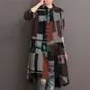 Camisa Estampada de Algodão e Linho Estilo Boêmio 2021 Manga Longa Fashionável Solta Casual Artística Fresca Meio Comprimento