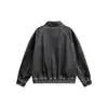 Ropa Vintage Yidao Otoño 2026 Nuevo Retro Americano Chaqueta Harrington con Cremallera y Cuello Alto de Mezclilla Desgastada para Hombre