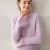 Suéter de Cachemira de Cuello Redondo con Trenzado de Doble Hebra para Mujer 25 Otoño e Invierno Nuevo Suéter Holgado de Punto para Fondo Suéter de Punto con Abertura a la Moda