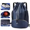Bolsa de Basquete Cordão Duplo Ombro Bolso com Cordão Separação Úmido/Seco Compartimento Independente para Sapatos Piscina Fitness Esportes Mochila de Armazenamento