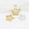 Colgante de Oro Real 18K que Conserva el Color con Circonia Microincrustada Trébol de Cuatro Hojas Mariposa Corazón de Melocotón Material para Pulsera DIY Cuentas D103B