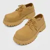 Zapatos Derby retro estilo británico de punta redonda para hombre, botas de trabajo marrones de ajuste limpio, suela gruesa, que aumentan la altura, zapatos extragrandes de Mickey Mouse, modernos