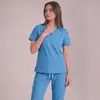Uniforme de enfermeira V-neck de bolso para médicas, conjunto scrub para hospital e salão de beleza, conjunto de vestuário de trabalho, disponível para compra a partir de uma peça