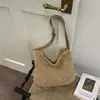 Bolso Tejido de Paja para Mujer 2026 Nueva Moda Bolso Cubo Tejido Simple de Playa Bolso Cruzado Casual de Hombro para Viaje