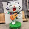 Escultura de Tigre Musical Famosa en Internet de Fibra de Vidrio Mascota de Dibujos Animados Pieza Decorativa Grande para Exhibición en Tiendas