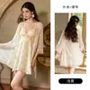 Camisola Sedutora Doce Rosa Acolchoada Chiffon Renda Estampa Borboleta Robe Conjunto Casa A6528