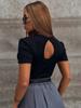 Camiseta Básica de Verano para Mujer Europea y Americana, de Canalé, Hueca, Sencilla, Manga Corta, Estilo 'Hot Girl', Moda Transfronteriza