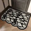 Felpudo Irregular con Diseño Floral Estilo Chino Retro Terciopelo de Cristal Resistente al Desgaste Antideslizante Resistente a la Suciedad para Entrada de Casa Felpudo para Suelo de Recibidor
