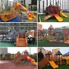 Parque Infantil Escénico para Jardín de Infantes Columpio Marco de Trepa Red de Trepa Tobogán Grande de Madera Barco Pirata Fabricante de Equipos de Diversión