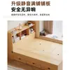 Estantería de color madera cama tatami integrada apartamento pequeño minimalista moderno caja de almacenamiento con cajones multifuncional cama doble