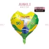 Decoración de Bandera Brasileña Transfronteriza Día Nacional Globos de Película de Aluminio Banderas Nacionales Bolas de Cinco Estrellas En Forma de Corazón Flotando en el Aire Stock Listo Venta al por Mayor