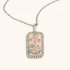 Moda Clásica Versátil Transfronteriza Europea y Americana Colgante Acero Inoxidable Chapado en 18K Goteo de Aceite Diamante Completo Constelación Cuadrado Colorido Collar