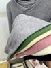 Cárdigan de Punto Gris con Cuello Redondo y Mangas Largas para Mujer, Nuevo Top de Abrigo Moda Principios de Otoño 2026