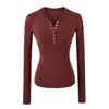 Atacado de Roupas Femininas Transfronteiriças Estilo Europeu e Americano Camiseta com Efeito Emagrecedor Novidade Outono e Inverno 2025 Tops de Manga Longa Cor Lisa