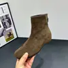 Botas de Cano Alto Birkenstock Estilo Coreano Camurça Bico Dividido Femininas 2026 Outono Novas Bico Redondo Salto Baixo Emagrecimento Botas Versáteis para Mulheres Baixinhas