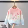 Suéter para Meninas Outono e Inverno 2025 Novo Estilo Suéter Básico de Veludo de Visão Infantil Desenho Animado Top Espesso