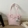 Bolsa de Ombro Grande Capacidade Estilo Coreano Feminina 2026 Nova Bolsa Tote Estrela Bolsa de Ombro Simples